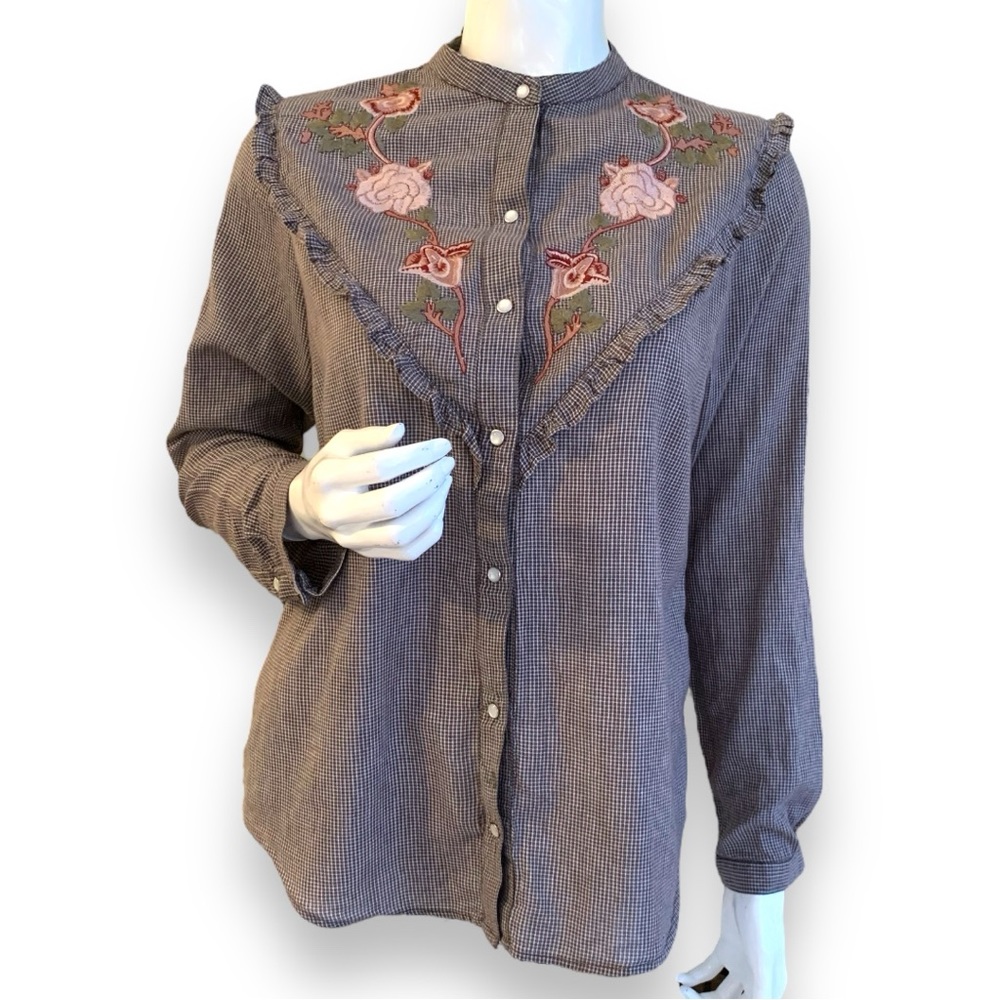 LUCKY BRAND WESTERN COWGIRL COTTON EMBROIDERED SHIRT. WOMEN’S SIZE MEDIUM